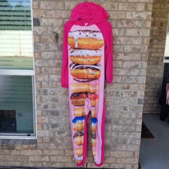 Fleece OnePiece DONUT SLEEPER Pajamas Costume Jumpsuit Pj's (Med 8-10) *READ*  - Picture 2 of 7